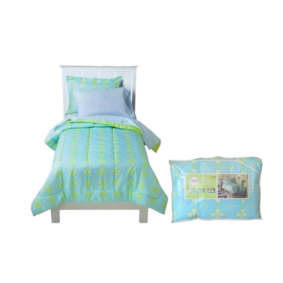 Circo Twi 5 Piece Bed Set - Aqua Medallion Collection - Aqua Blue Pale Gree - Picture 1 of 4